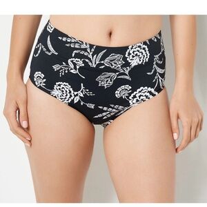 Lands' End Black and White Floral Bikini Bottom